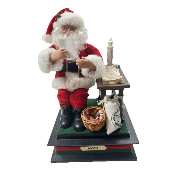 Vintage 1990 Smile Noel Christmas‎ Lighted Musical Santa Reading Letters 12"x7" - Picture 2 of 16
